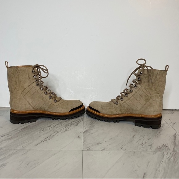 New! Marc Fisher Izzie Natural Tan Suede Lug Sole Boot 8M - Picture 5 of 15